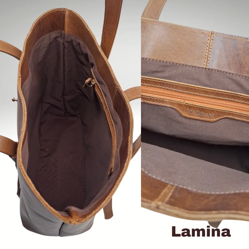 NVsisters Handmade Lamina Genuine Leather Bag Tan