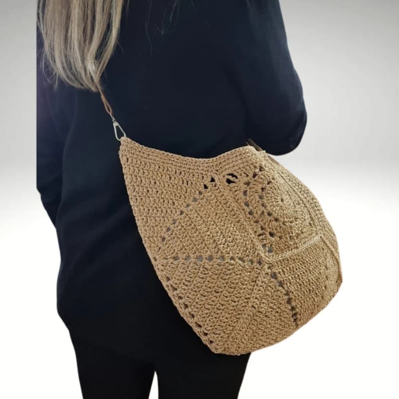 حقيبة كتف صيفية نسائية مصنوعة يدوياً من القش
