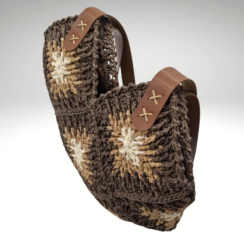 حقيبة كتف نسائية صيفية من القش البني المنقوش من NVsisters