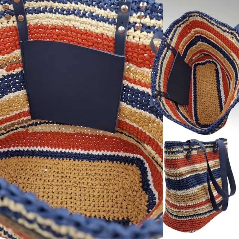 NVsisters Summer Straw & Raffia Shoulder Bag with Genuine Leather Details