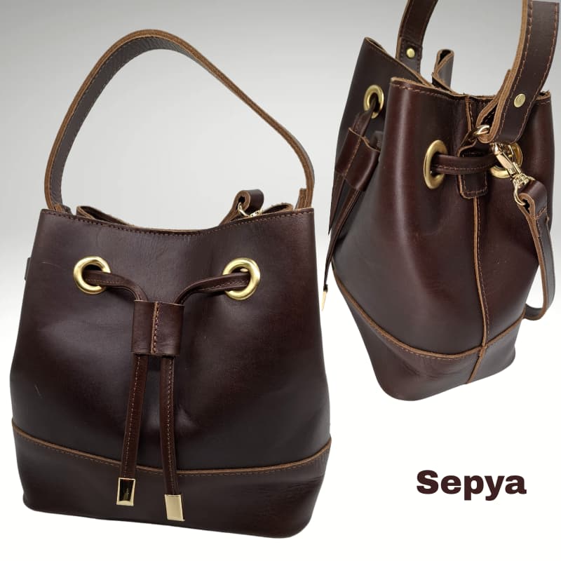 NVsisters Handmade Sepya Genuine Leather Bag Dark Brown