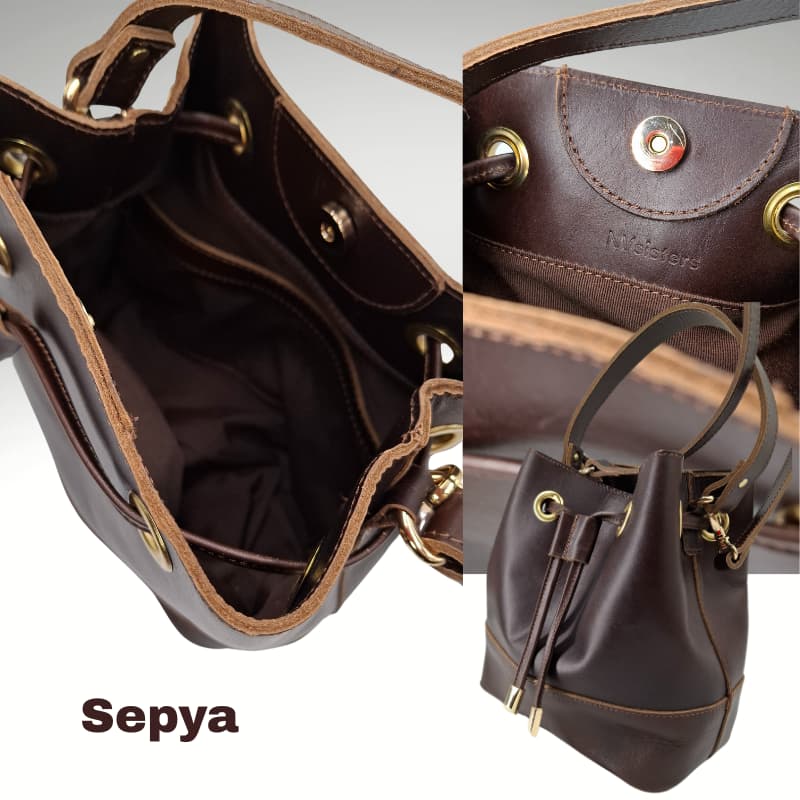 NVsisters Handmade Sepya Genuine Leather Bag Dark Brown