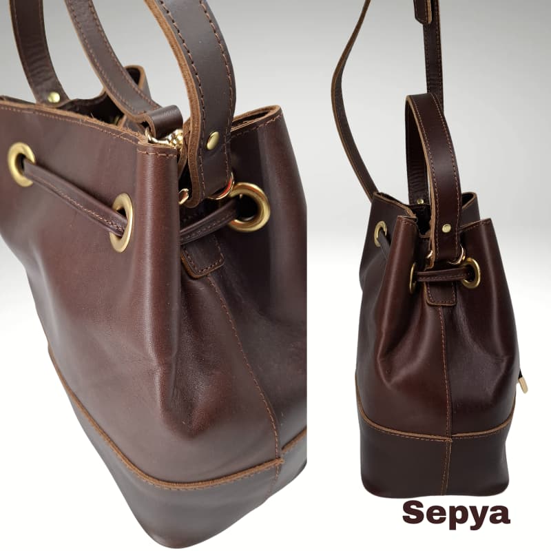 NVsisters Handmade Sepya Genuine Leather Bag Dark Brown