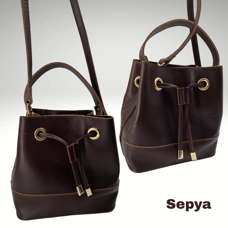 NVsisters Handmade Sepya Genuine Leather Bag Dark Brown