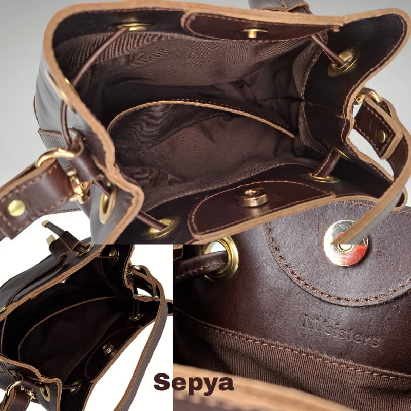 NVsisters Handmade Sepya Genuine Leather Bag Dark Brown