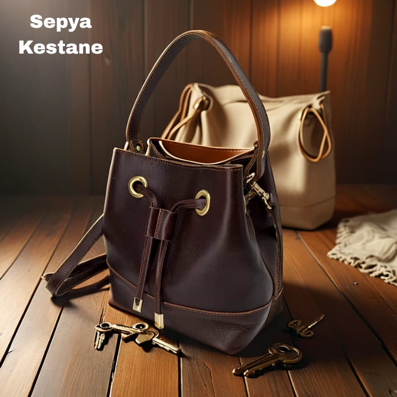 NVsisters Handmade Sepya Genuine Leather Bag Dark Brown