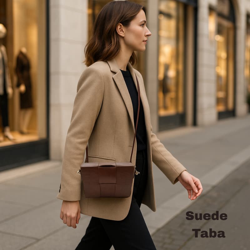 NVsisters Handmade Suede Genuine Leather Bag Tan