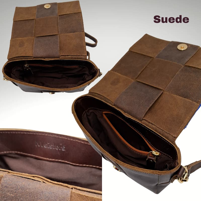 NVsisters Handmade Suede Genuine Leather Bag Dark Brown