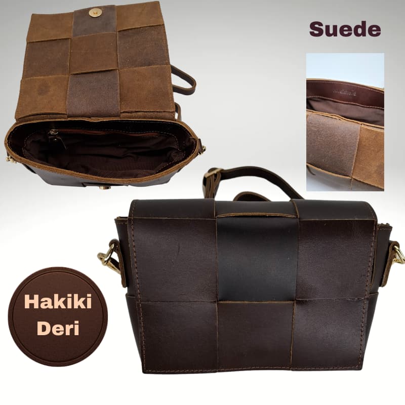 NVsisters Handmade Suede Genuine Leather Bag Dark Brown