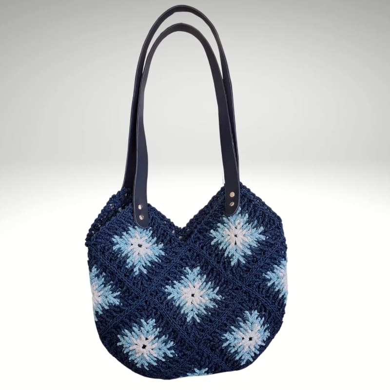 NVsisters Navy Patterned Straw Summer Women’s Shoulder Bag