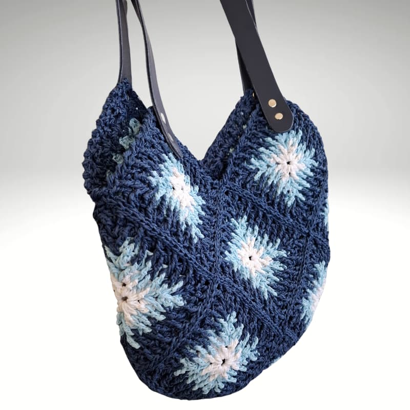 NVsisters Navy Patterned Straw Summer Women’s Shoulder Bag